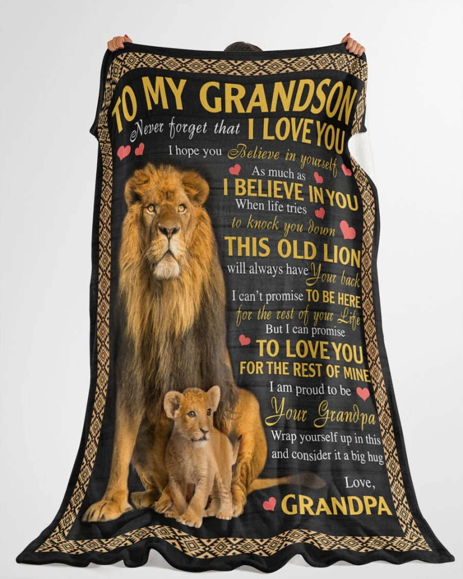 BLANKET FOR GRANDSON – COMFORT & WARMTH GIFT FROM GRANDPA Sherpa Fleece Quilt Blanket TIEN00 (SKUB09-113)