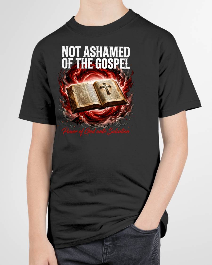 NOT ASHAMED OF THE GOSPEL - CHRISTIAN T-SHIRT - FOR MEN tien00 (SKU2608-131)