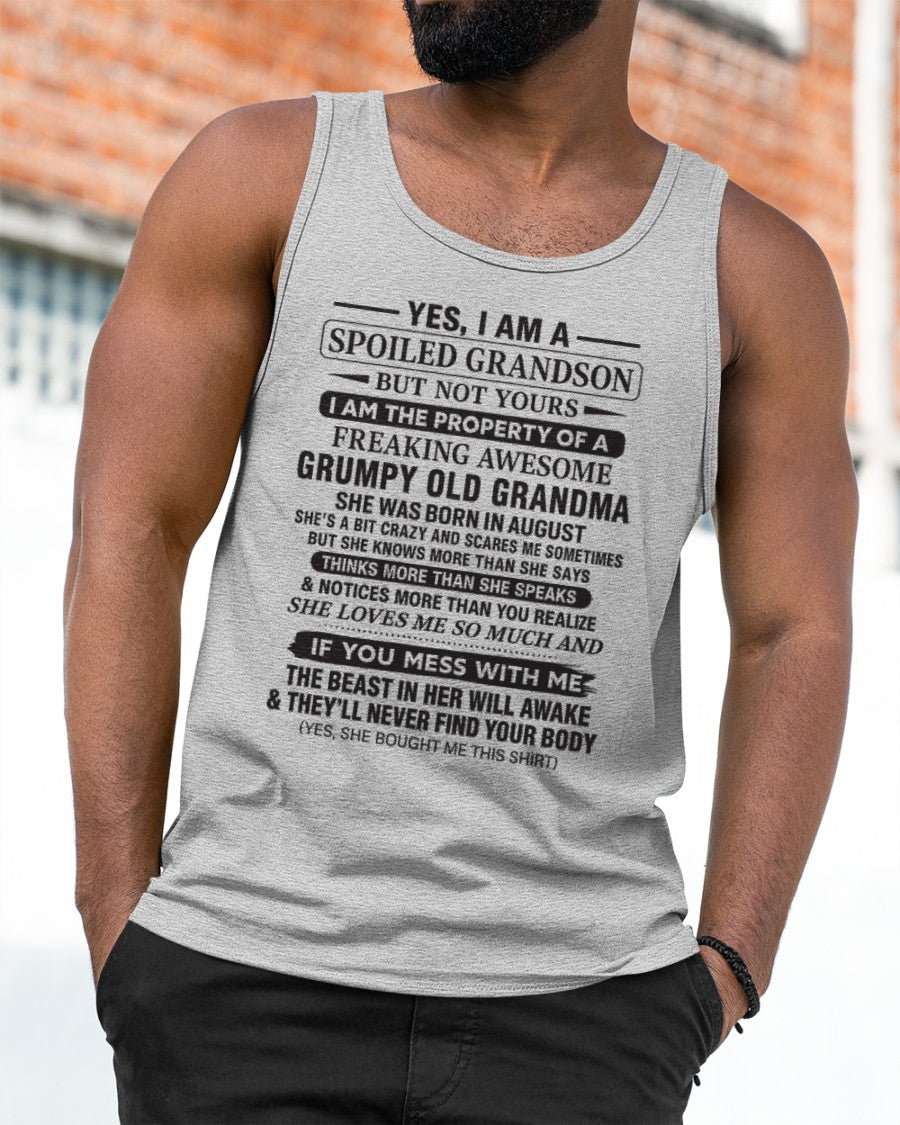 Yes I’m A Stubborn Grandson T-Shirt – Birthday Gift From August Grandma / Woman - TIEN08 (SKU10-171-08)