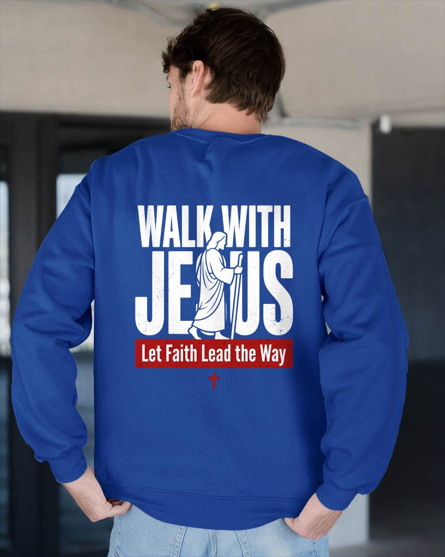 WALKING WITH JESUS - CHRISTIAN T-SHIRT - FOR MEN tien00 (SKU2608-128)