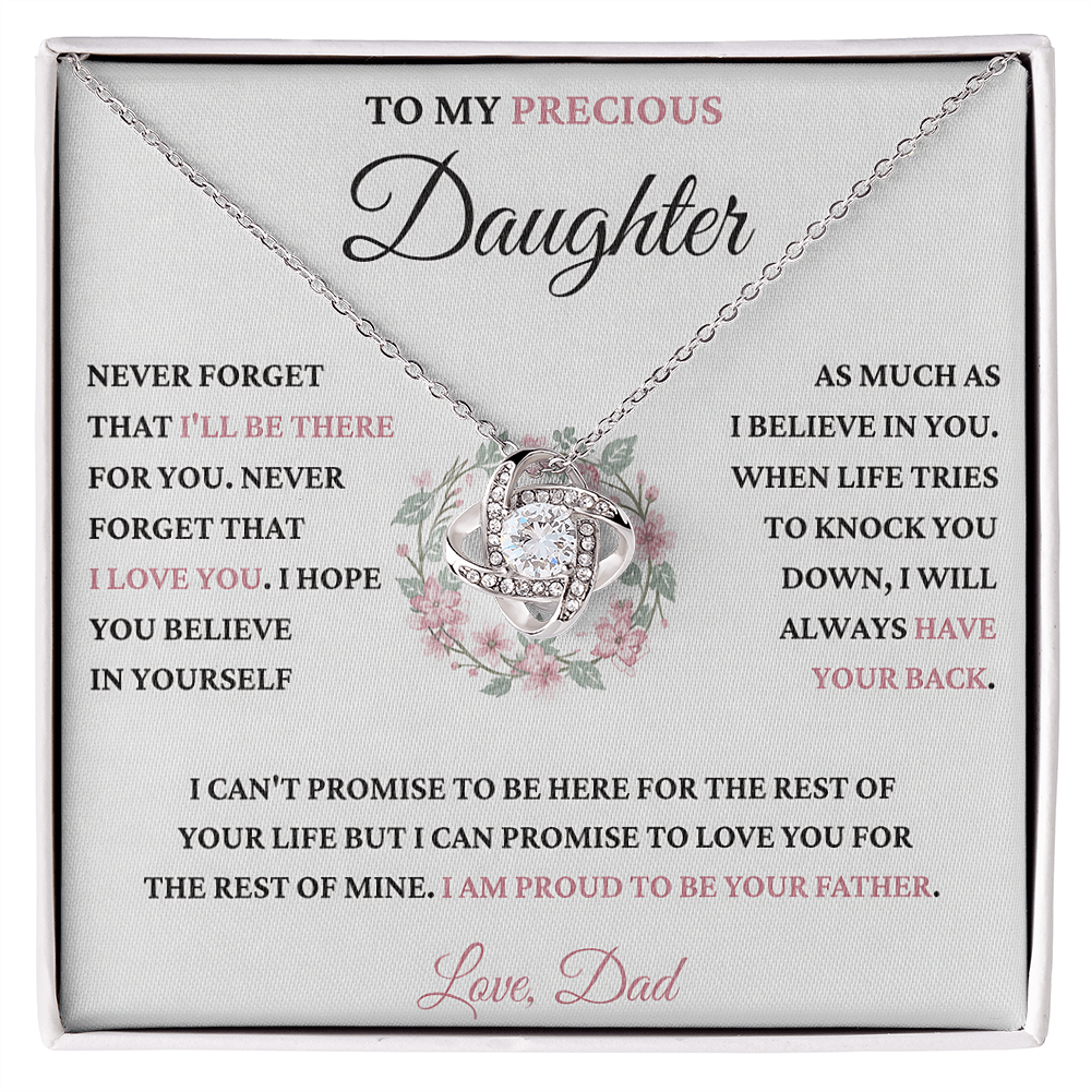 TO MY PRECIOUS DAUGHTER FROM DAD - Premium Love Knot Necklace - TIEN00 (SKU2606-213-00)