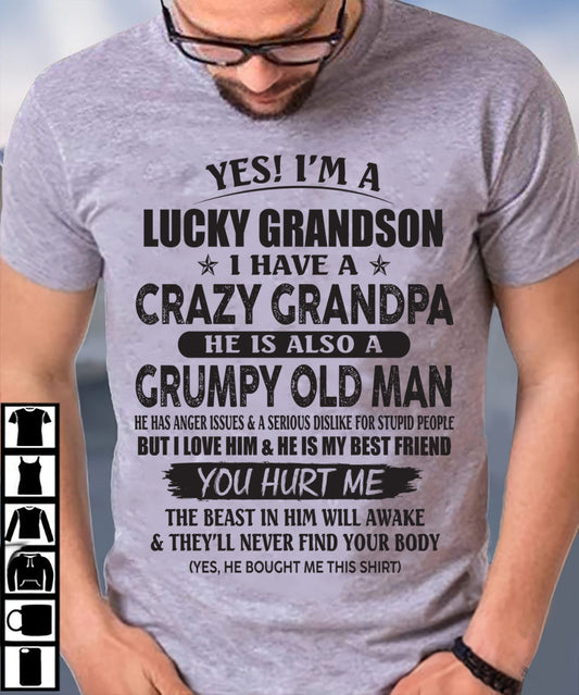 LUCKY GRANDSON OF CRAZY GRANDPA -  PERFECT GIFT FROM GRANDPA - TIEN00 (SKU12-145-00)
