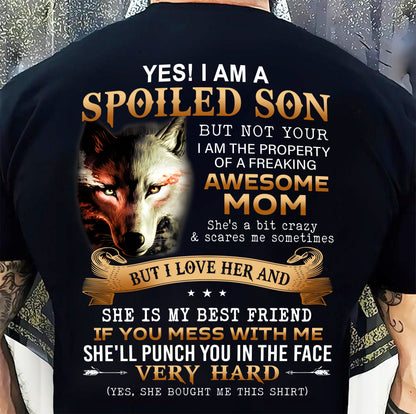 Lucky Son of Awesome Mom - Perfect Gift for Son From Mom - TIEN00 (SKU10-128-00)