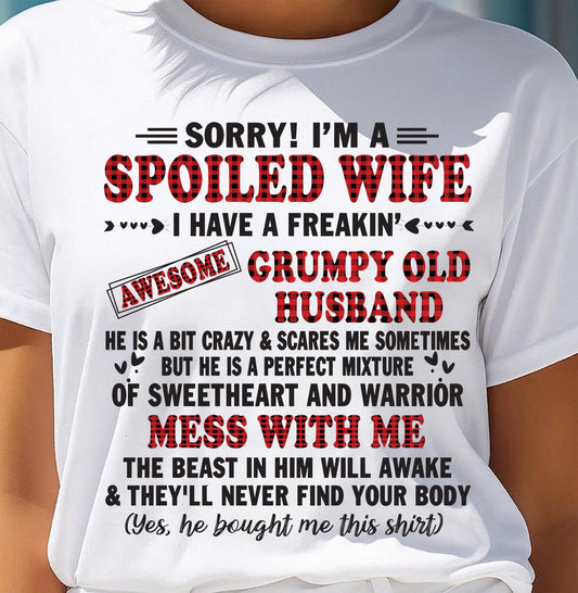 SPOILED WIFE OF AWESOME GRUMPY OLD HUSBAND - PERFECT GIFT  FROM HUSBAND - TIEN00 (SKU12-111-00)