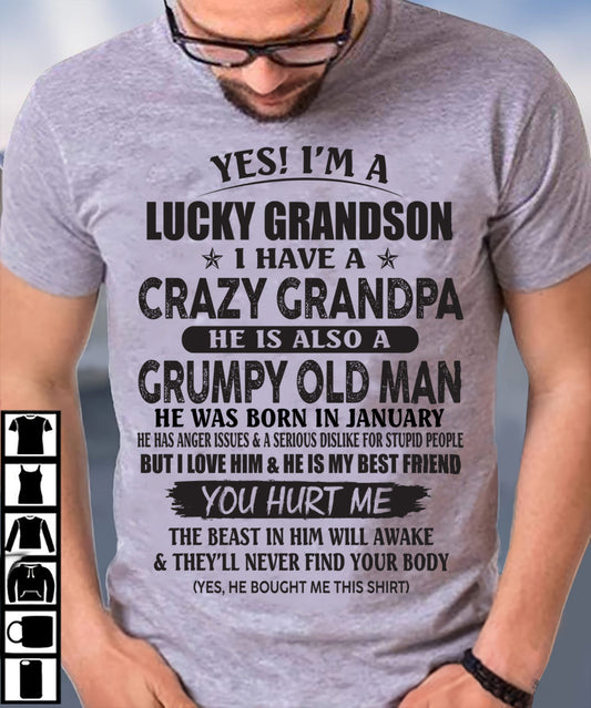 JANUARY - LUCKY GRANDSON OF CRAZY GRANDPA -  PERFECT GIFT FROM GRANDPA - TIEN01 (SKU12-145-01)