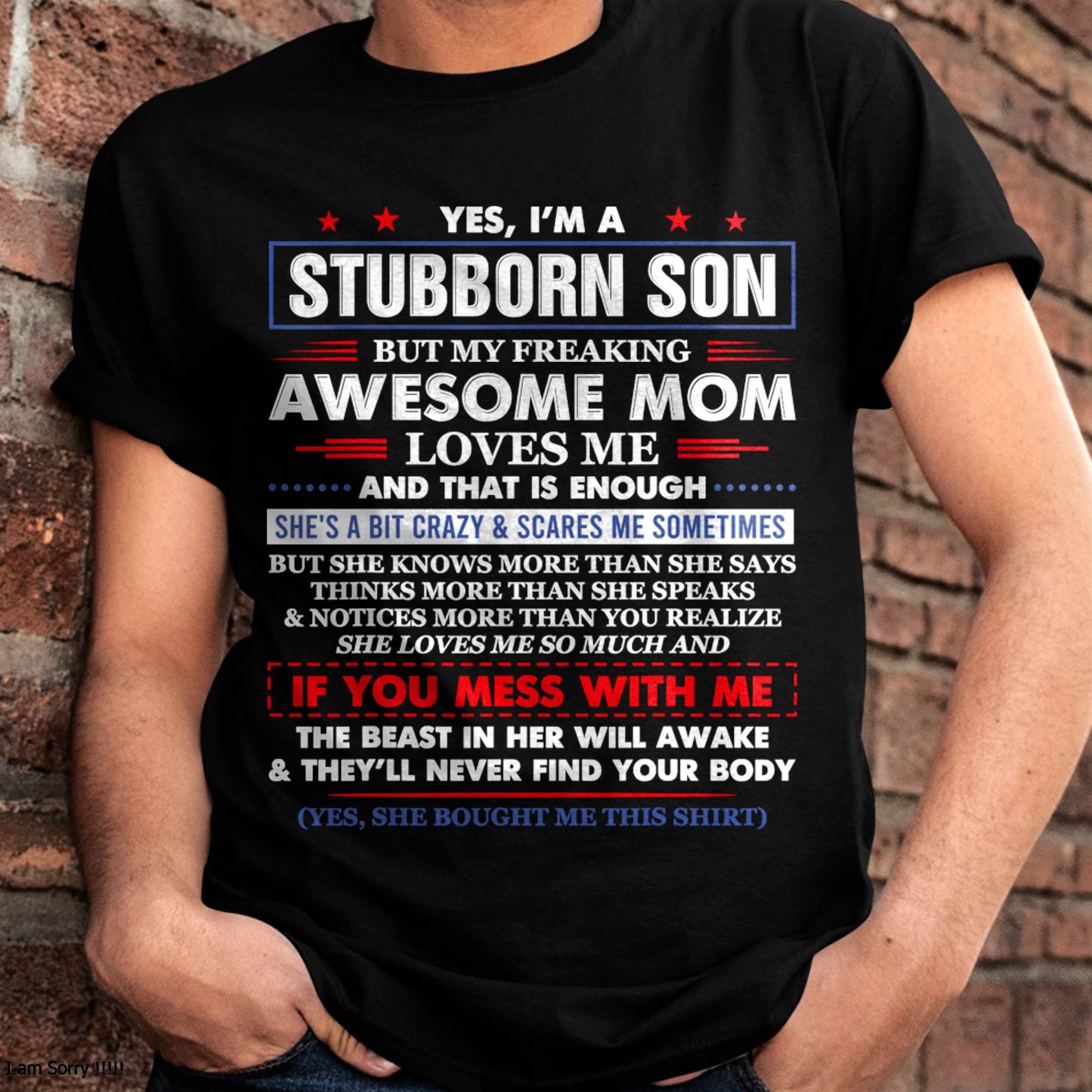 "I HAVE AN AWESOME MOM AND SHE'S  A BIT CRAZY" – T - SHIRT FROM MOM TO SON – TIEN00 (SKU2606-28-00)