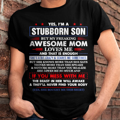 "I HAVE AN AWESOME MOM AND SHE'S  A BIT CRAZY" – T - SHIRT FROM MOM TO SON – TIEN00 (SKU2606-28-00)