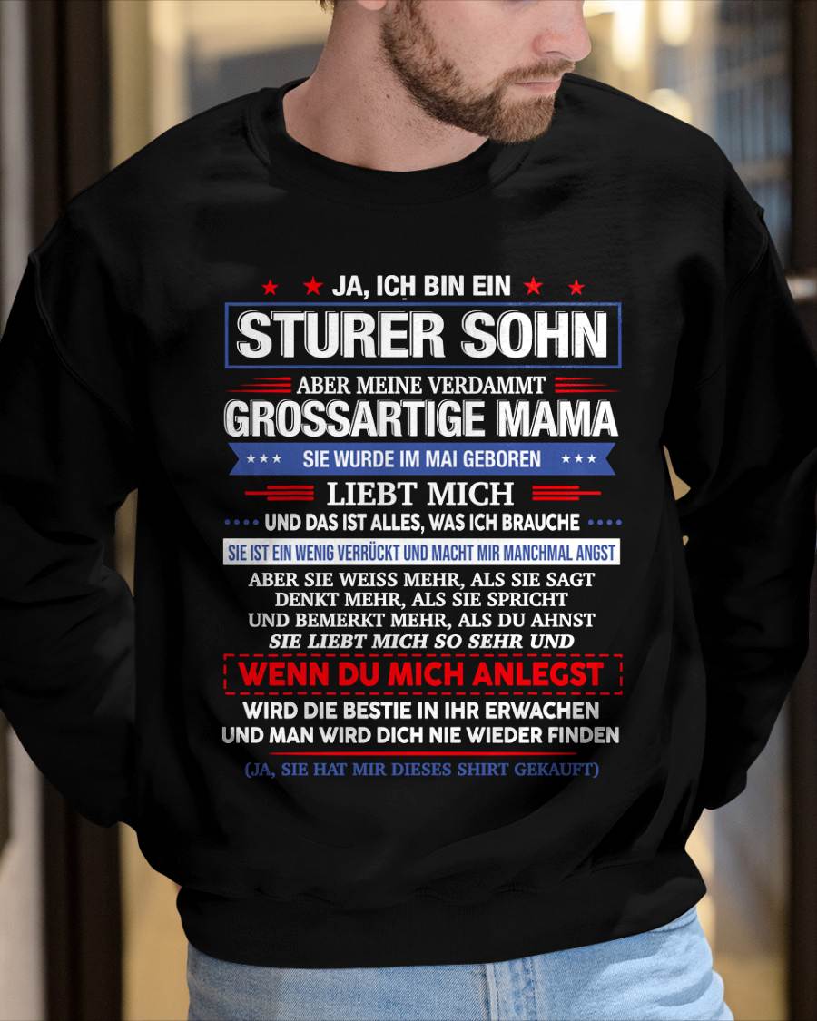 ICH HABE EINE UNGLA"UBLICHE MAMA UND SIE IST EIN BISSCHEN VERRÜCKT" – T-SHIRT VON MAMA FÜR SOHN – TIEN05 (SKU2606-62-05)