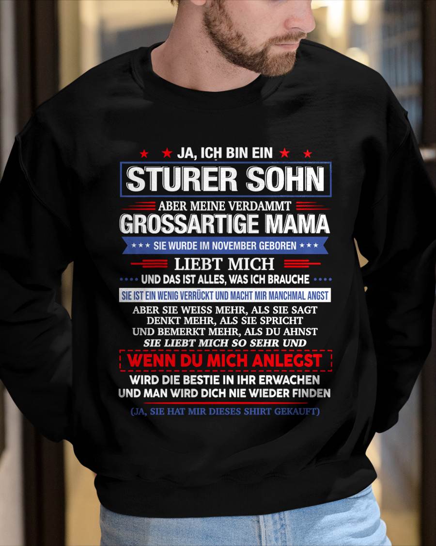 ICH HABE EINE UNGLA"UBLICHE MAMA UND SIE IST EIN BISSCHEN VERRÜCKT" – T-SHIRT VON MAMA FÜR SOHN – TIEN11 (SKU2606-62-11)