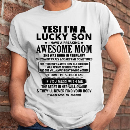 February - I am Lucky Son - Gift For Son From Mom - DOAN02 - (SKU-T1206LMS-02)