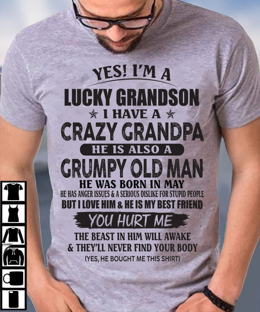 MAY - LUCKY GRANDSON OF CRAZY GRANDPA -  PERFECT GIFT FROM GRANDPA - TIEN05 (SKU12-145-05)