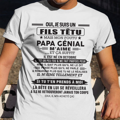 OCTOBRE - Oui, je suis un garçon têtu – T-shirt | Cadeau d’anniversaire de papa pour son fils - TIEN10 / fr10 (SKU12-260-10)