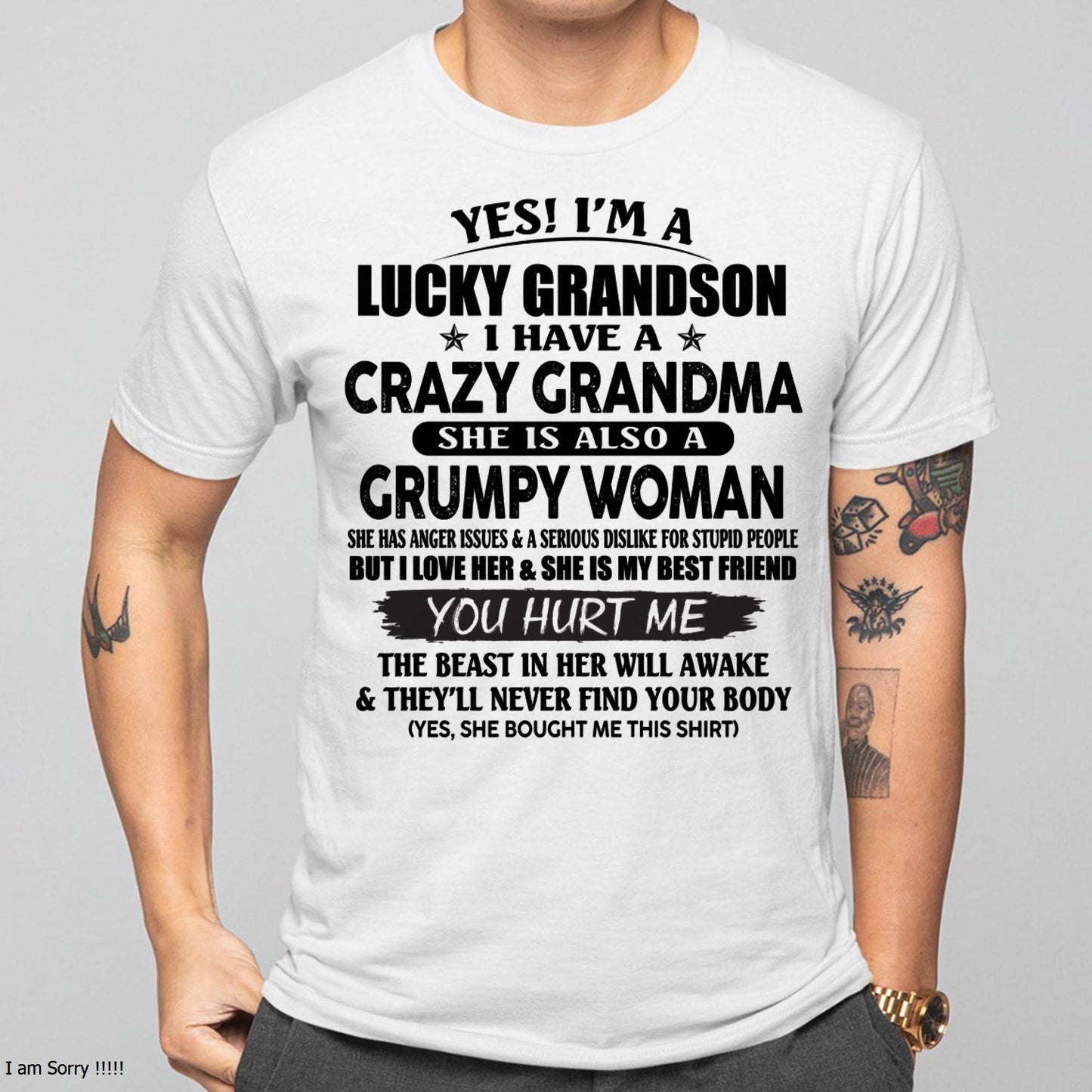 LUCKY GRANDSON OF CRAZY GRANDMA -  PERFECT GIFT FROM GRANDMA - TIEN00 (SKU12-113-00)