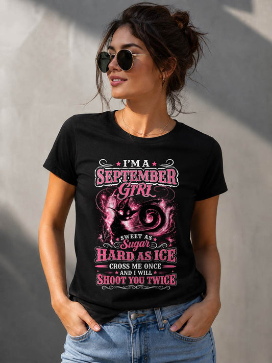 SEPTEMBER GIRL – "SWEET AS SUGAR - HARD AS ICE" – PINK VERSION – T-SHIRT FOR WOMEN – TIEN09 (SKU2607-325-09)