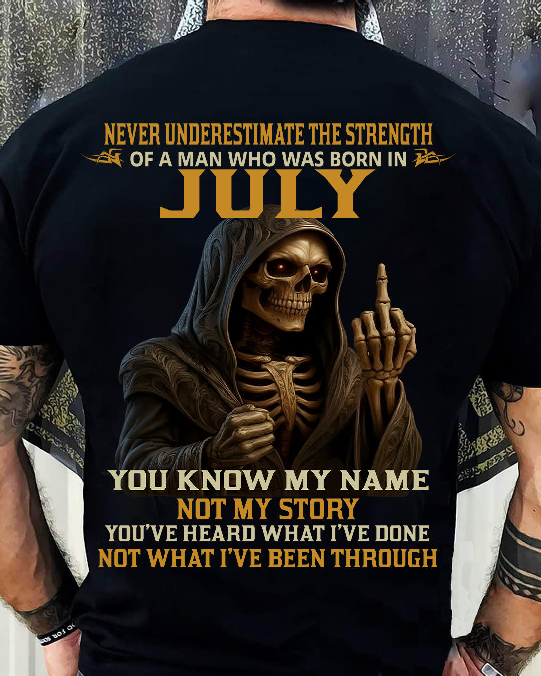 JULY - NEVER UNDERESTIMATE - BIRTHDAY T-SHIRT FOR MEN - TIEN07 (SKU26T-01-06-07)