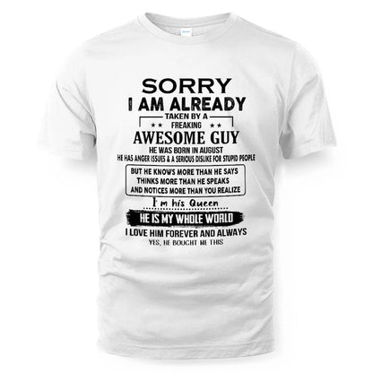 August - Awesome Boyfriend Born In August- Special gift for your Girlfriend - From Husband DOAN08 (SKUT08-11-08)