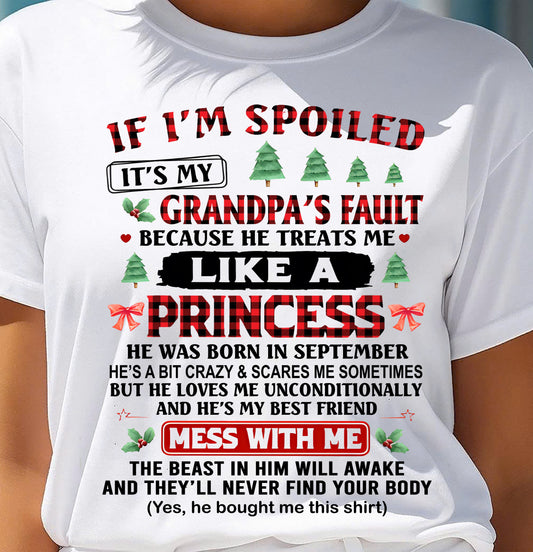 SEPTEMBER - SPOILED GRANDDAUGHTER - PERFECT CHRISTMAS GIFT FOR GRANDDAUGHTER - GIFT FROM GRANDPA - tien09 (SKU10-180-09)