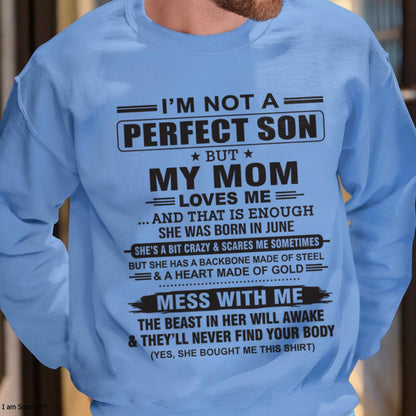 June - "I'M NOT A PERFECT SON BUT MY MOM LOVES ME" - Birthday Gift From June Mom / Woman - TIEN06 (SKU10-147-06)