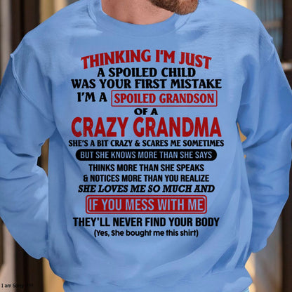 I'M A SPOILED GRANDSON OF A CRAZY GRANDMA - From Grandma - TIEN00 (SKU-GMS1-NTT00)
