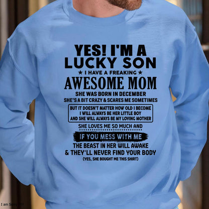 December - I am Lucky Son - Gift For Son From Mom - DOAN12 - (SKU-T1206LMS-12)