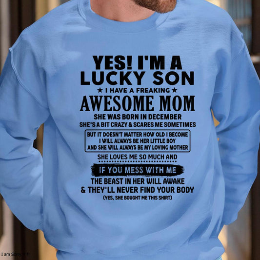 December - I am Lucky Son - Gift For Son From Mom - DOAN12 - (SKU-T1206LMS-12)