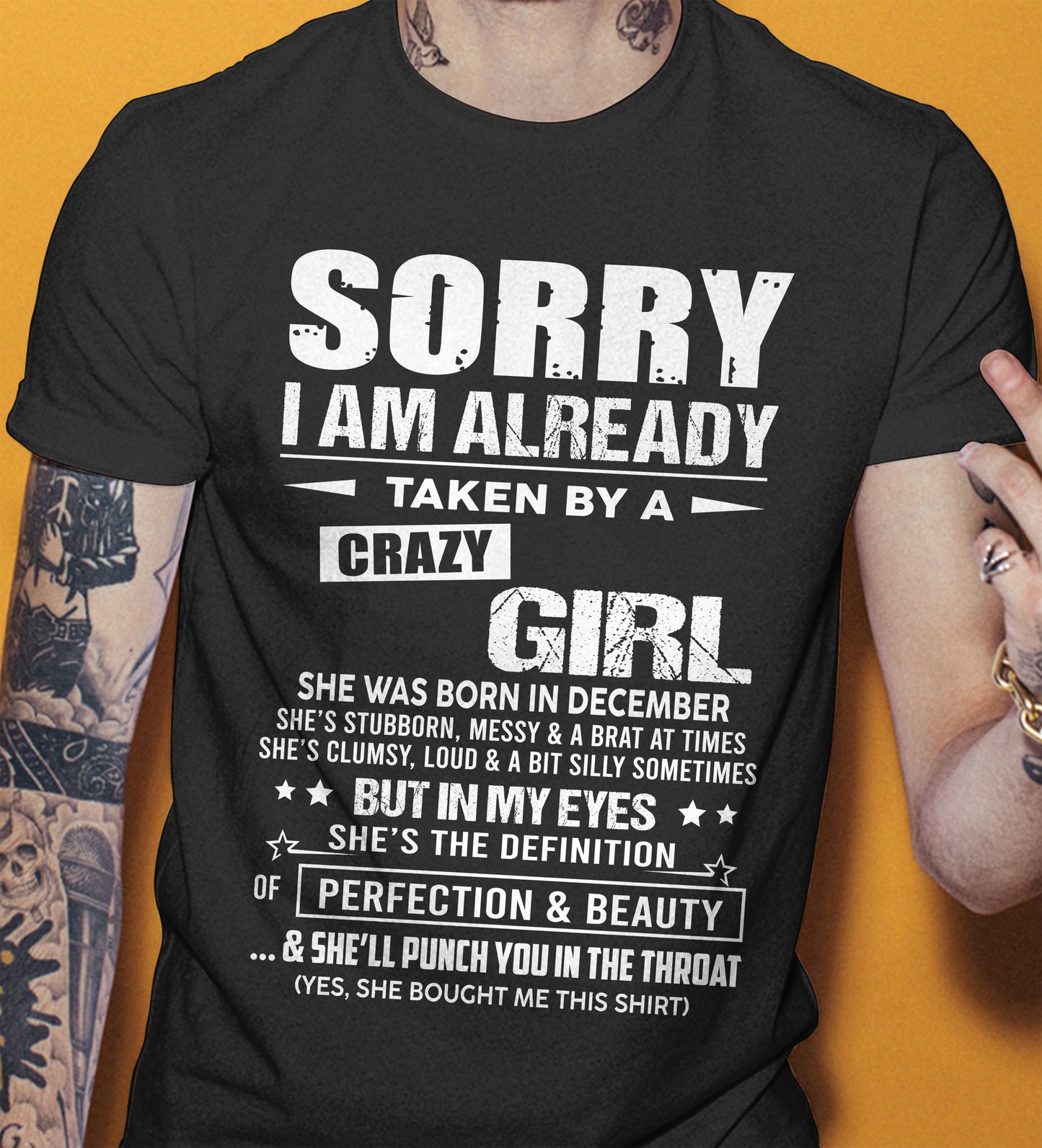 December - Sorry I Am Already Taken By A Crazy Girl – Gift For Your Boyfriend, Husband From Wife – DOAN12 (SKU10-139-12)
