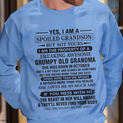 Yes I’m A Stubborn Grandson T-Shirt – Birthday Gift From October Grandma / Woman - TIEN10 (SKU10-171-10)