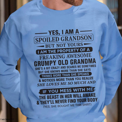 Yes I’m A Stubborn Grandson T-Shirt – Birthday Gift From Grandma / Woman - TIEN00 (SKU10-171-00)