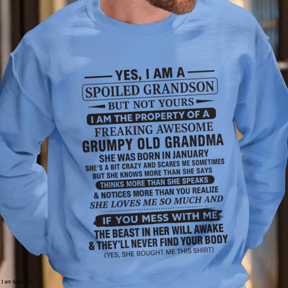 Yes I’m A Stubborn Grandson T-Shirt – Birthday Gift From February Grandma / Woman - TIEN02 (SKU10-171-02)