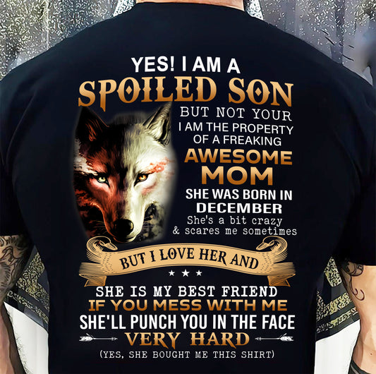December - Lucky Son of Awesome Mom - Perfect Gift for Son From Mom - TIEN12 (SKU10-128-12)