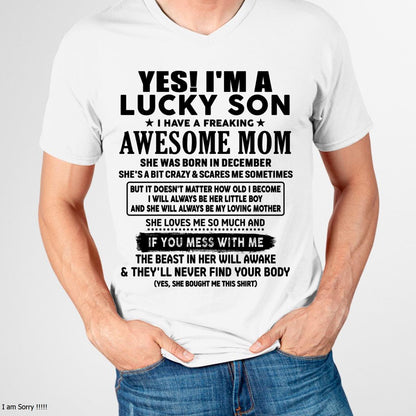 December - I am Lucky Son - Gift For Son From Mom - DOAN12 - (SKU-T1206LMS-12)