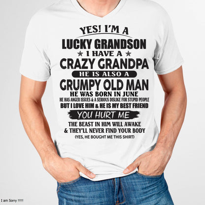 JUNE - LUCKY GRANDSON OF CRAZY GRANDPA -  PERFECT GIFT FROM GRANDPA - TIEN06 (SKU12-145-06)