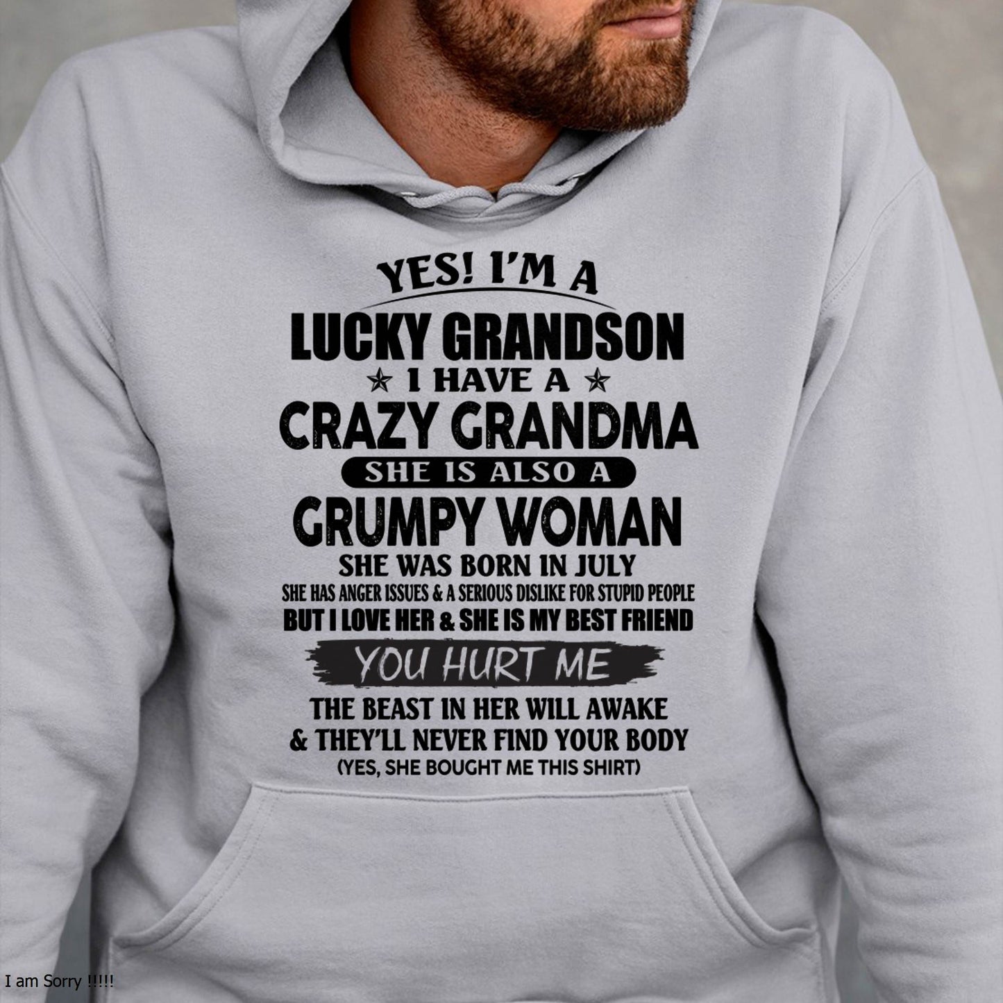 JULY - LUCKY GRANDSON OF CRAZY GRANDMA -  PERFECT GIFT FROM GRANDMA - TIEN07 (SKU12-113-07)