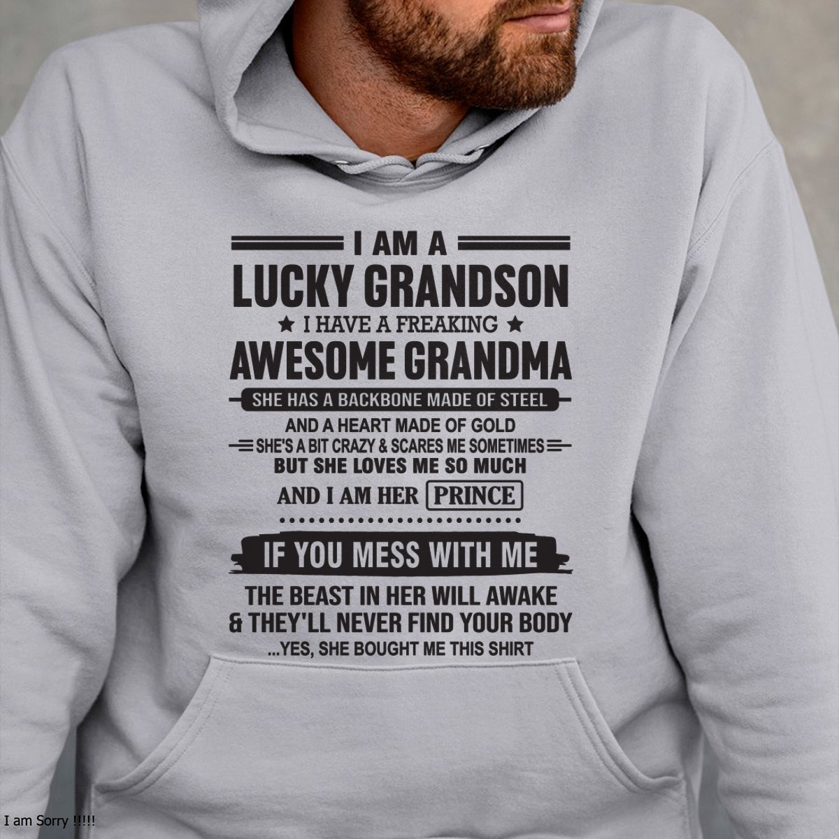 I Am A Lucky Grandson T-Shirt – Birthday Gift From Grandma / Woman - TIEN00 (SKU11-29-00)