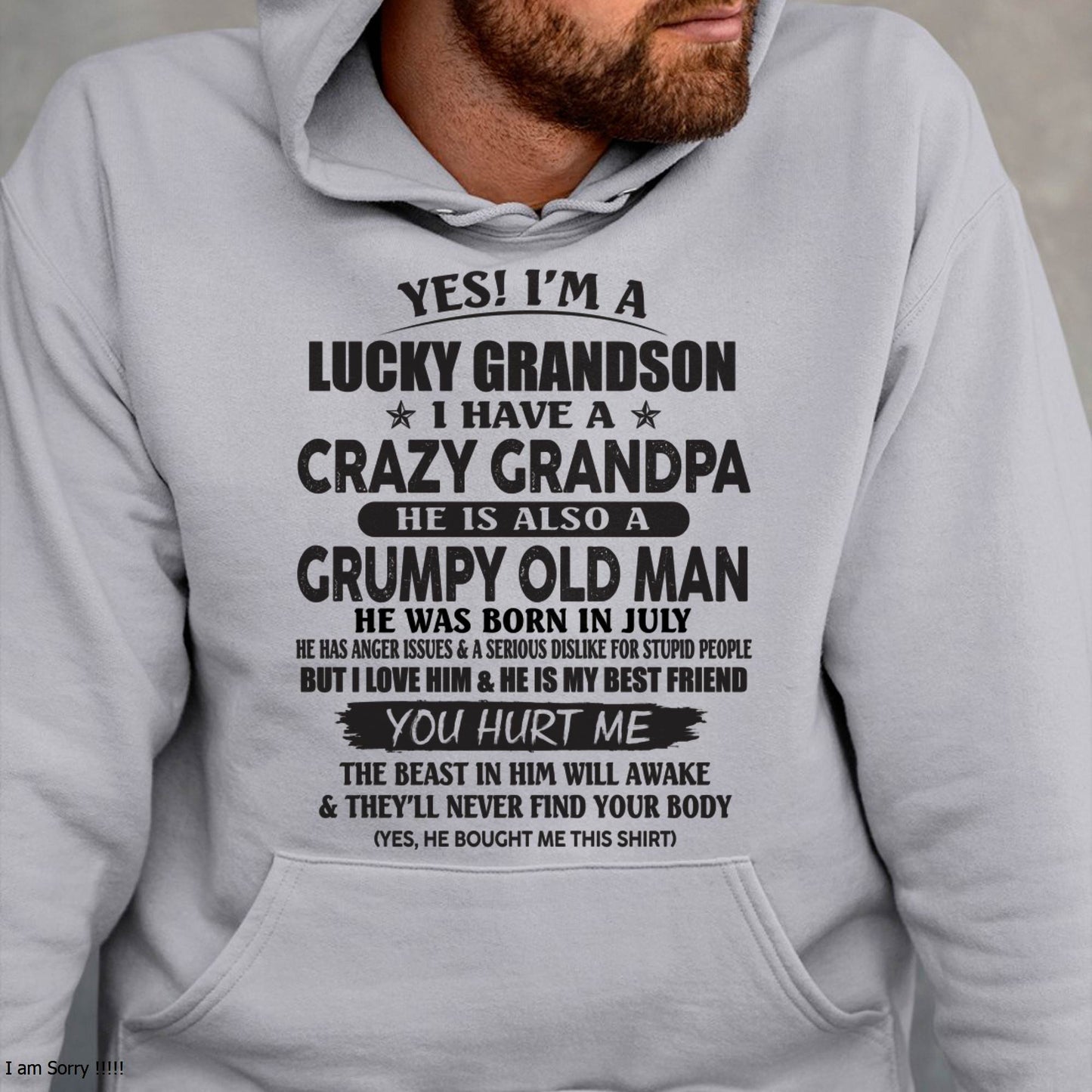 JULY - LUCKY GRANDSON OF CRAZY GRANDPA -  PERFECT GIFT FROM GRANDPA - TIEN07 (SKU12-145-07)