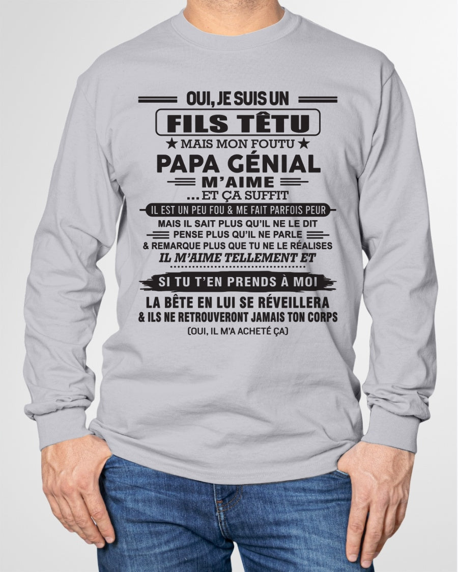 Oui, je suis un garçon têtu – T-shirt | Cadeau d’anniversaire de papa pour son fils - TIEN00 / fr00 (SKU12-260-00)