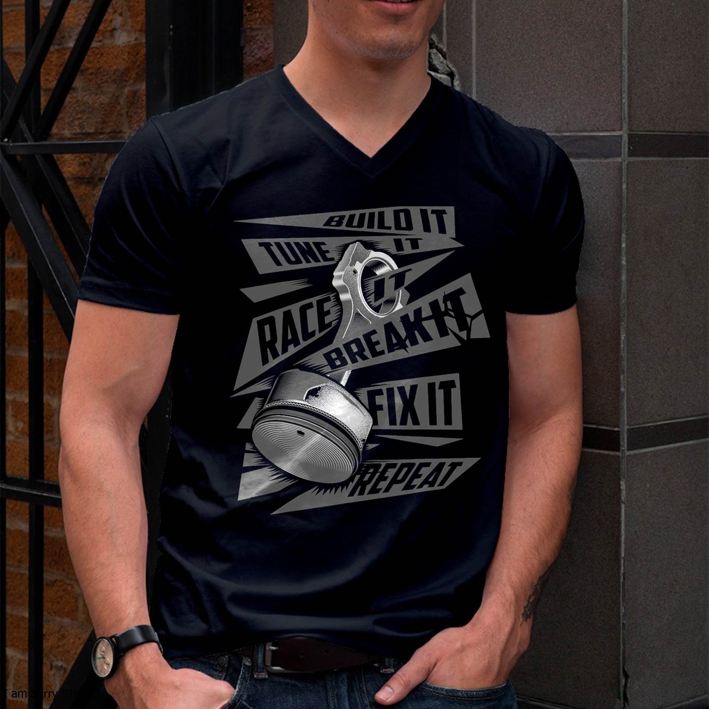Funny Build It Tune It Race It Break It Fix It Repeat T-Shirt - Gift For Mechanic - DOAN (SKUM08-D05)