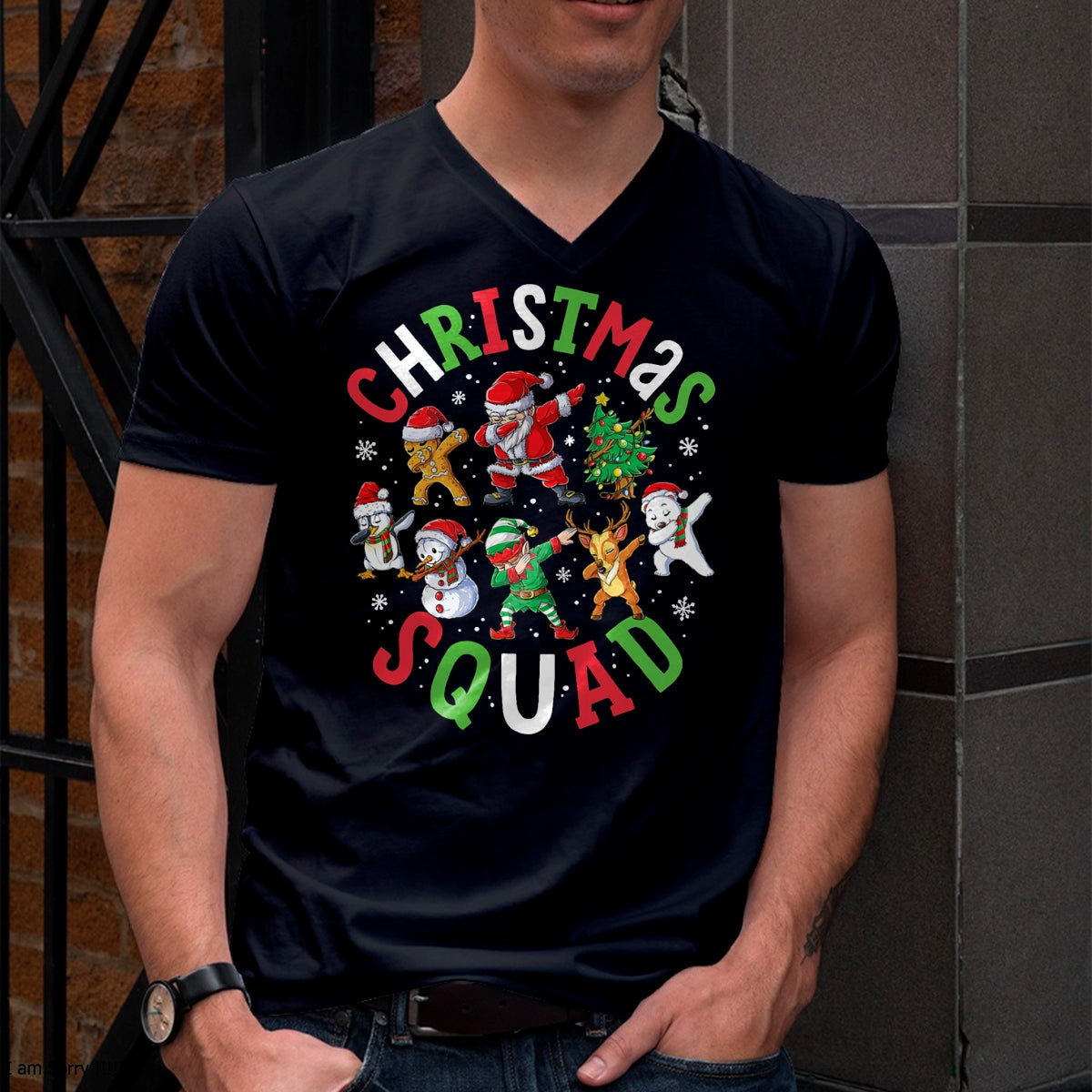 Christmas Squad Santa Dabbing Elf Family Matching Pajamas T-Shirt - Christmas Unisex T-Shirt/Hoodie/Sweatshirt - HNDS00