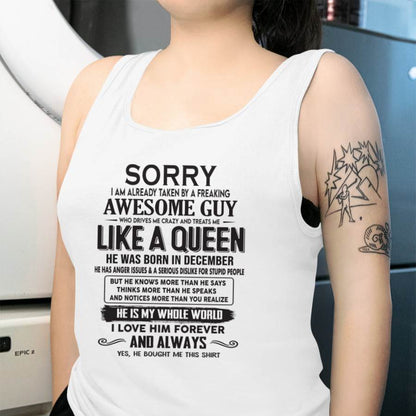 December - Sorry I am already taken by a freaking awesome guy - Gift for Wife From Husband - TIEN12 (SKU08-25-12)