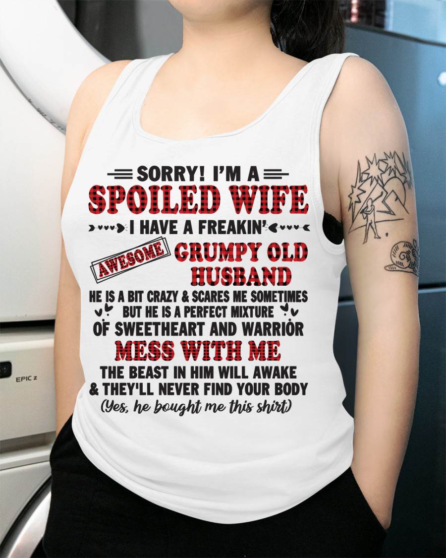 SPOILED WIFE OF AWESOME GRUMPY OLD HUSBAND - PERFECT GIFT  FROM HUSBAND - TIEN00 (SKU12-111-00)