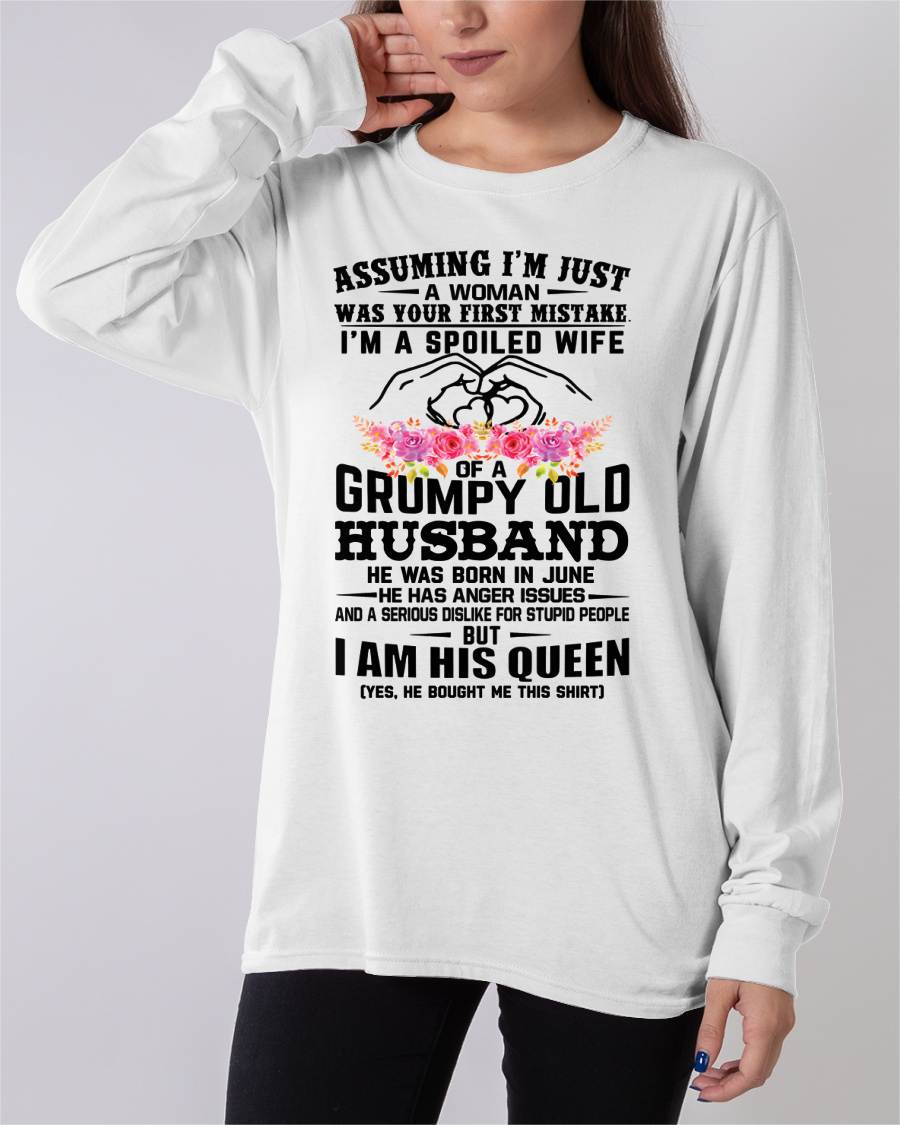 June - Spoiled Wife T-Shirt – Grumpy Old Husband Funny Tee - Perfect Gift From Husband - TIEN06 (SKU11-101-06)