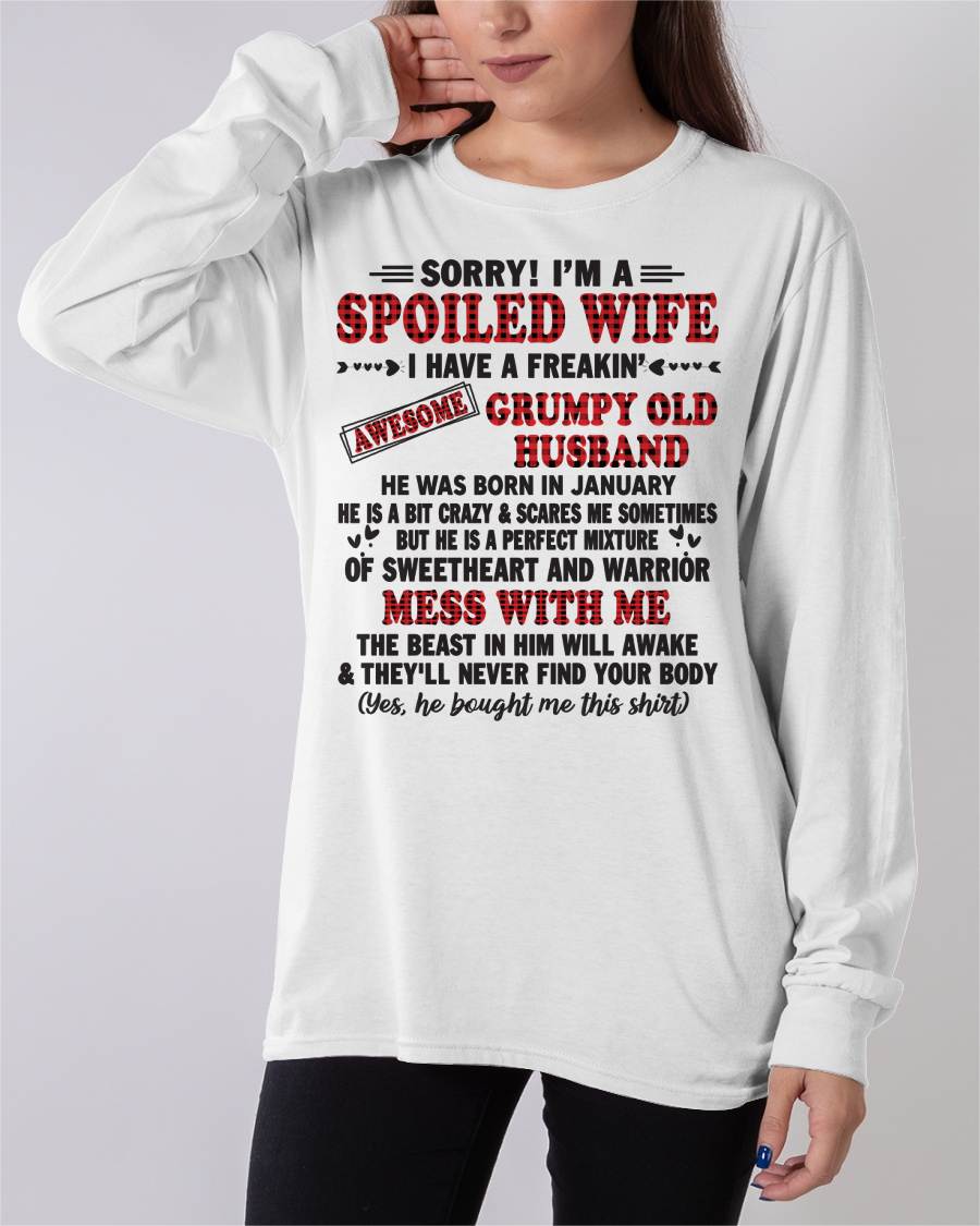 JANUARY - SPOILED WIFE OF AWESOME GRUMPY OLD HUSBAND - PERFECT GIFT  FROM HUSBAND - TIEN01 (SKU12-111-01)