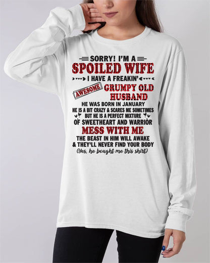 JANUARY - SPOILED WIFE OF AWESOME GRUMPY OLD HUSBAND - PERFECT GIFT  FROM HUSBAND - TIEN01 (SKU12-111-01)