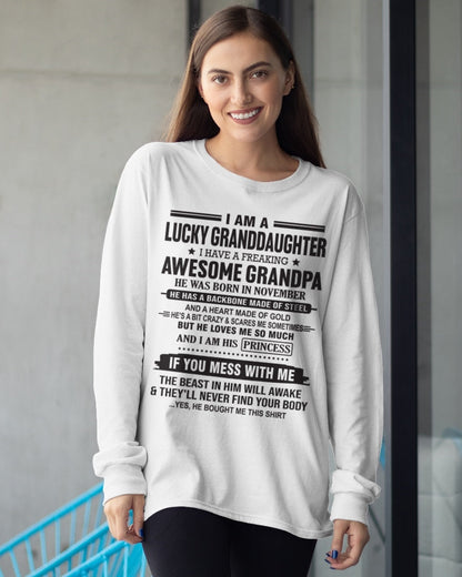 I Am A Lucky Granddaughter T-Shirt – Birthday Gift From November Grandpa / Man - TIEN11 (SKU11-122-11)