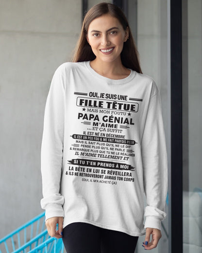 DÉCEMBRE - Oui, je suis une fille têtue – T-shirt | Cadeau d’anniversaire de papa pour sa fille - TIEN12 / fr12 (SKU12-214-12)