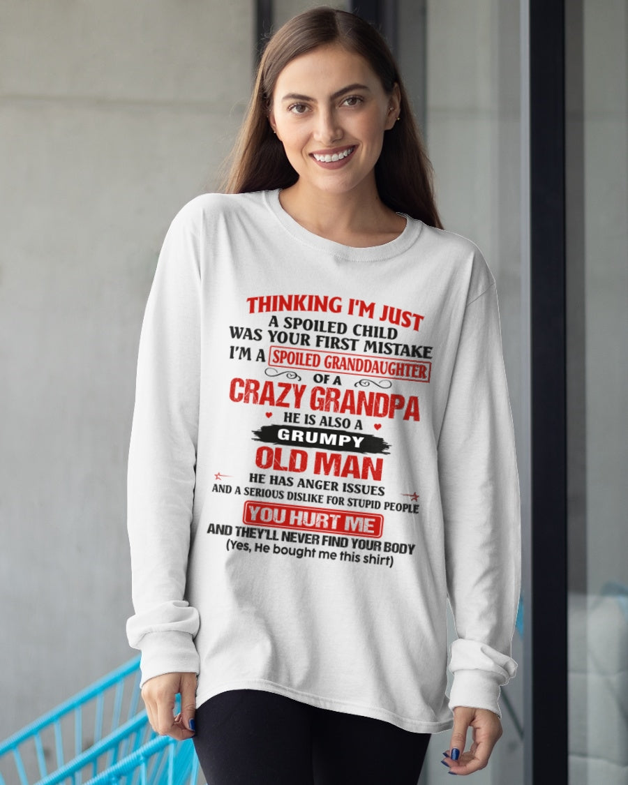 Spoiled Granddaughter of a Crazy Grandpa Shirt – Birthday Gift from Grandpa / Man - TIEN00 (SKU12-200-00)