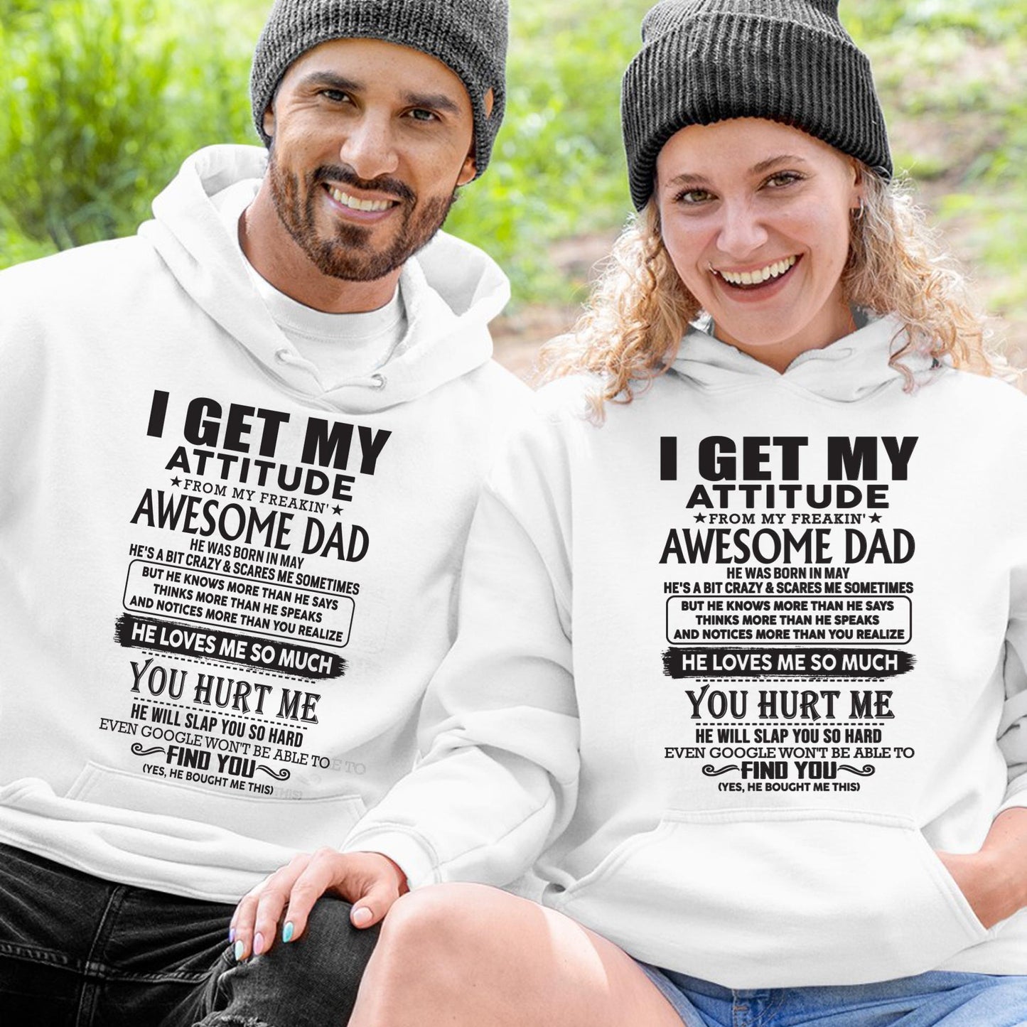 May - I GET MY ATTITUDE FROM MY FREAKIN' AWESOME DAD - Gift for Son and Daughter From Dad - DOAN05 (SKU-TDD-05)