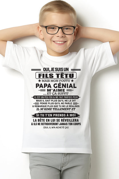 Oui, je suis un garçon têtu – T-shirt | Cadeau d’anniversaire de papa pour son fils - TIEN00 / fr00 (SKU12-260-00)