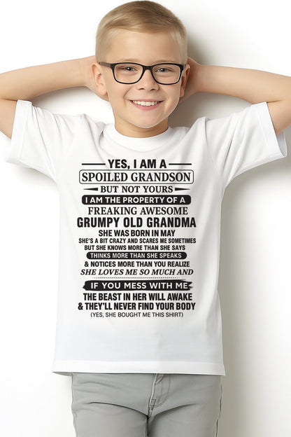 Yes I’m A Stubborn Grandson T-Shirt – Birthday Gift From May Grandma / Woman - TIEN05 (SKU10-171-05)