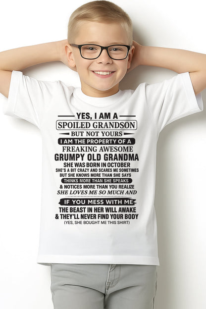 Yes I’m A Stubborn Grandson T-Shirt – Birthday Gift From October Grandma / Woman - TIEN10 (SKU10-171-10)